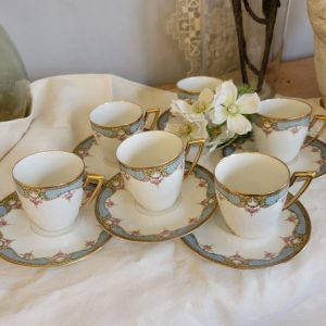Service à Café Porcelaine de Limoges Années 1930, Décor de Fleurs