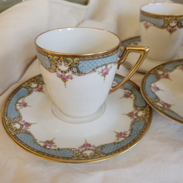 Service à Café Porcelaine de Limoges Années 1930, Décor de Fleurs