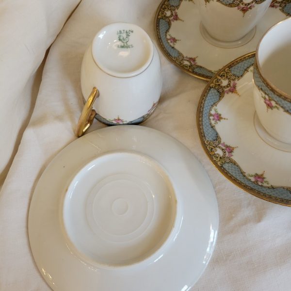 Service à Café Porcelaine de Limoges Années 1930, Décor de Fleurs