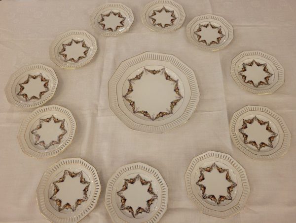 Service à Dessert Porcelaine de Bavière Années 1930, Décor de Fruits