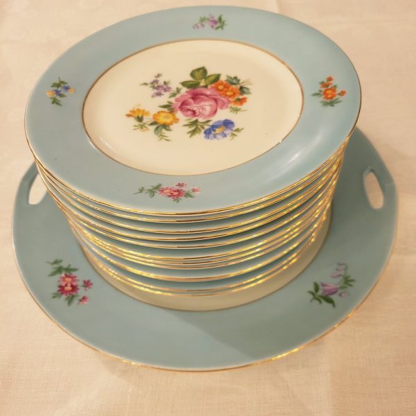 Service à Dessert Porcelaine de Limoges Années 1940, Décor de Fleurs