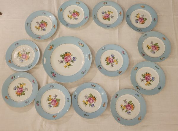 Service à Dessert Porcelaine de Limoges Années 1940, Décor de Fleurs