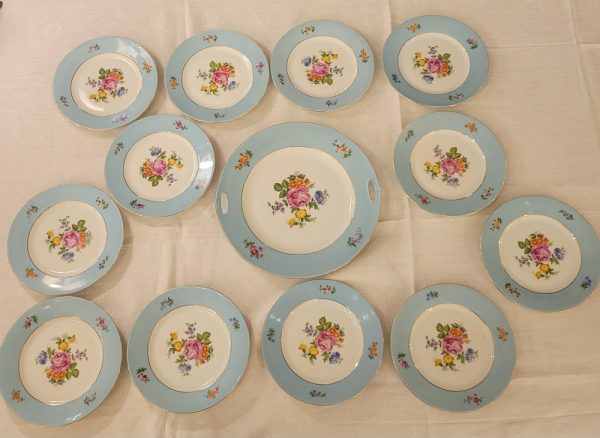 Service à Dessert Porcelaine de Limoges Années 1940, Décor de Fleurs