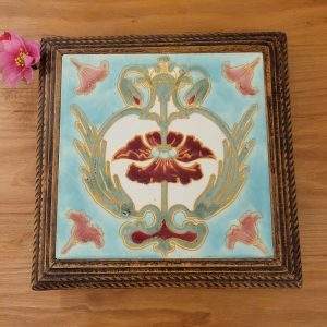 Dessous de Plat Art-Nouveau Faïence, décor Floral