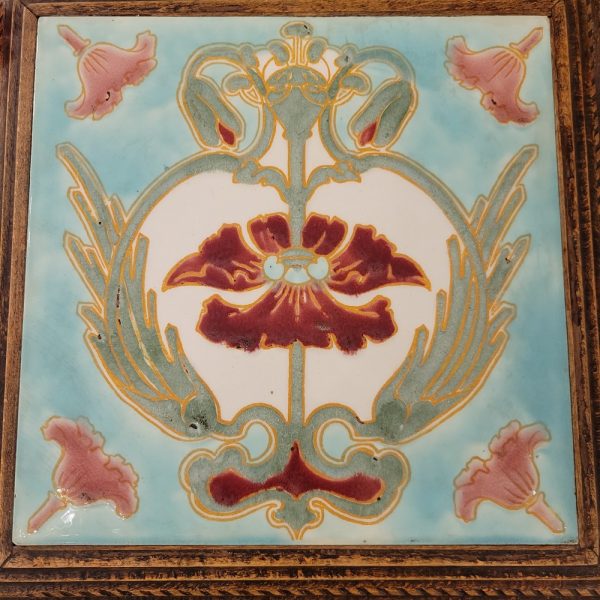 Dessous de Plat Art-Nouveau Faïence, décor Floral