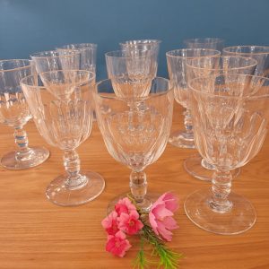 12 Verres à Vin Cristal Baccarat Clermont, Soufflés, époque XIXè