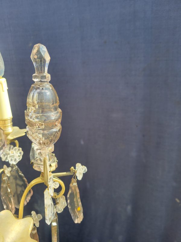Lustre Ancien à Pampilles Napoléon III, 4 bras de Lumières