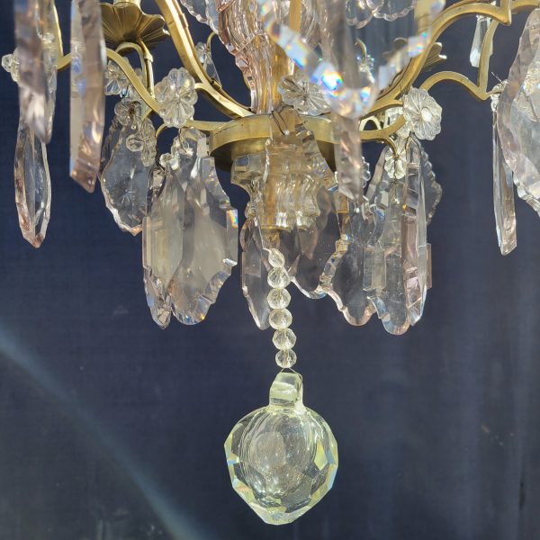 Lustre Ancien à Pampilles Napoléon III, 4 bras de Lumières