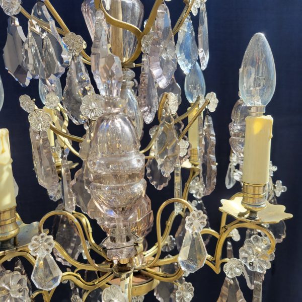 Lustre Ancien à Pampilles Napoléon III, 4 bras de Lumières