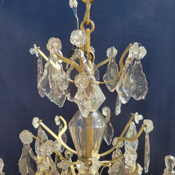 Lustre Ancien à Pampilles Napoléon III, 4 bras de Lumières