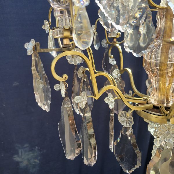 Lustre Ancien à Pampilles Napoléon III, 4 bras de Lumières