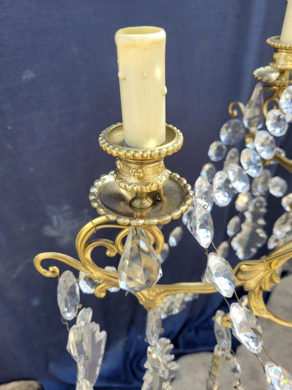 Lustre Ancien à Pampilles Napoléon III, 6 bras de Lumières