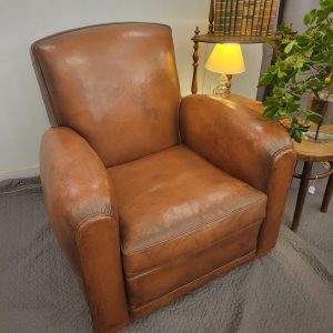 Fauteuil Club Cuir Années 1940