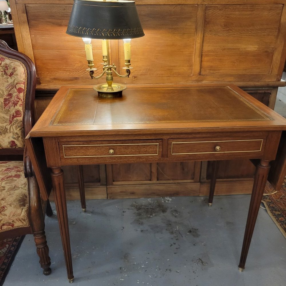 Bureau Plat Louis XVI Acajou et Laiton