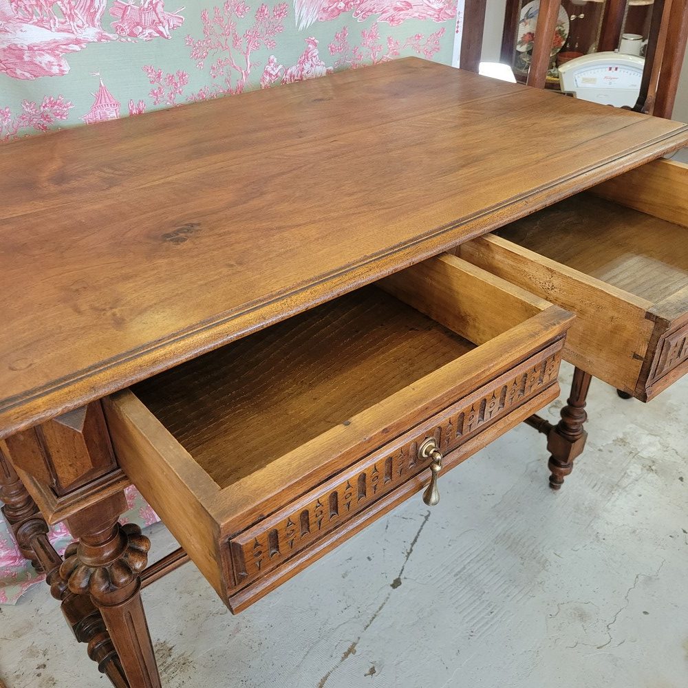 Table-Bureau Henri II Noyer Années 1920