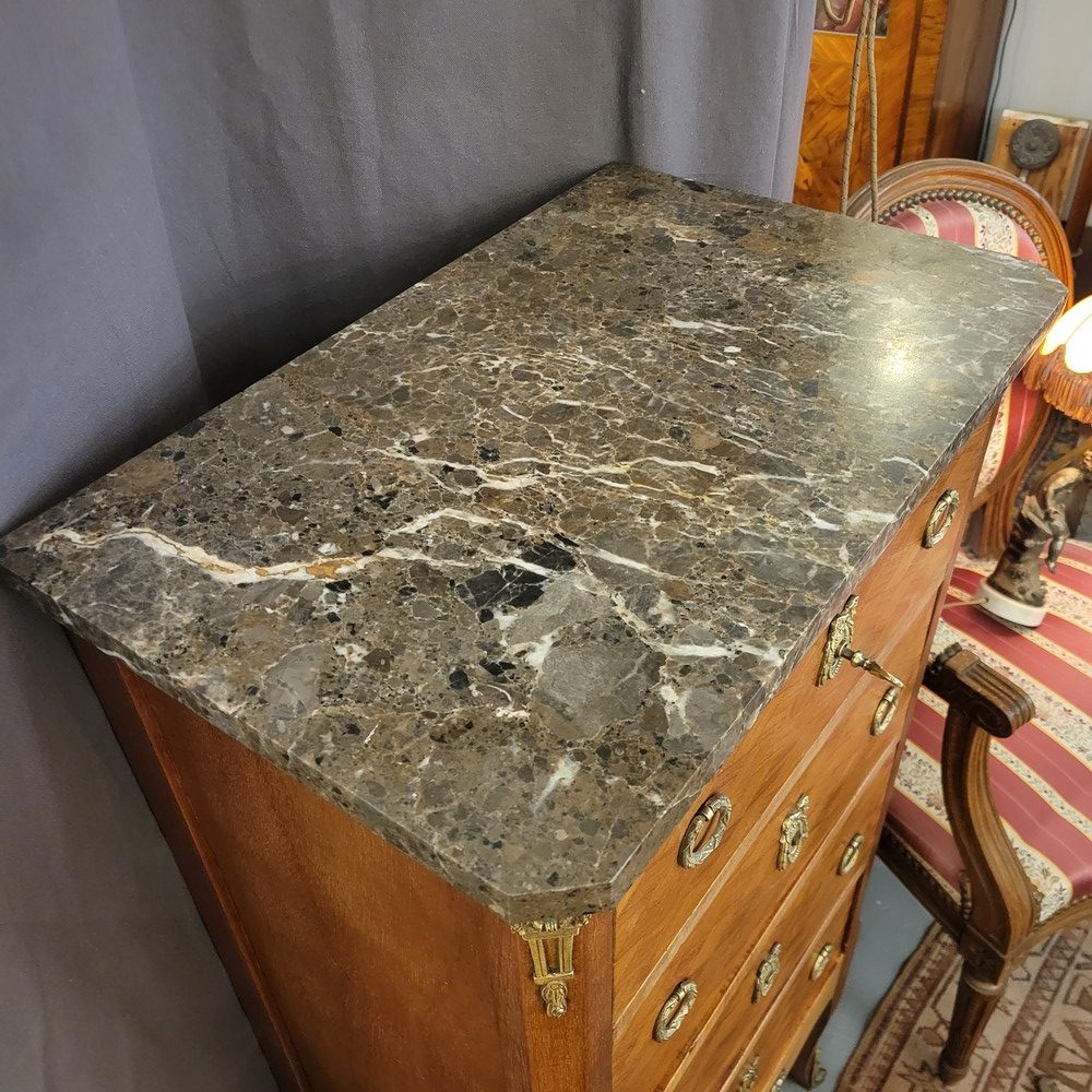 Chiffonnier Bois Marqueté Style Louis XVI