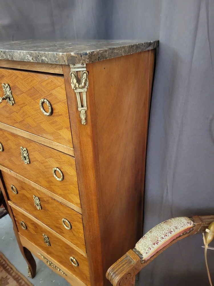 Chiffonnier Bois Marqueté Style Louis XVI