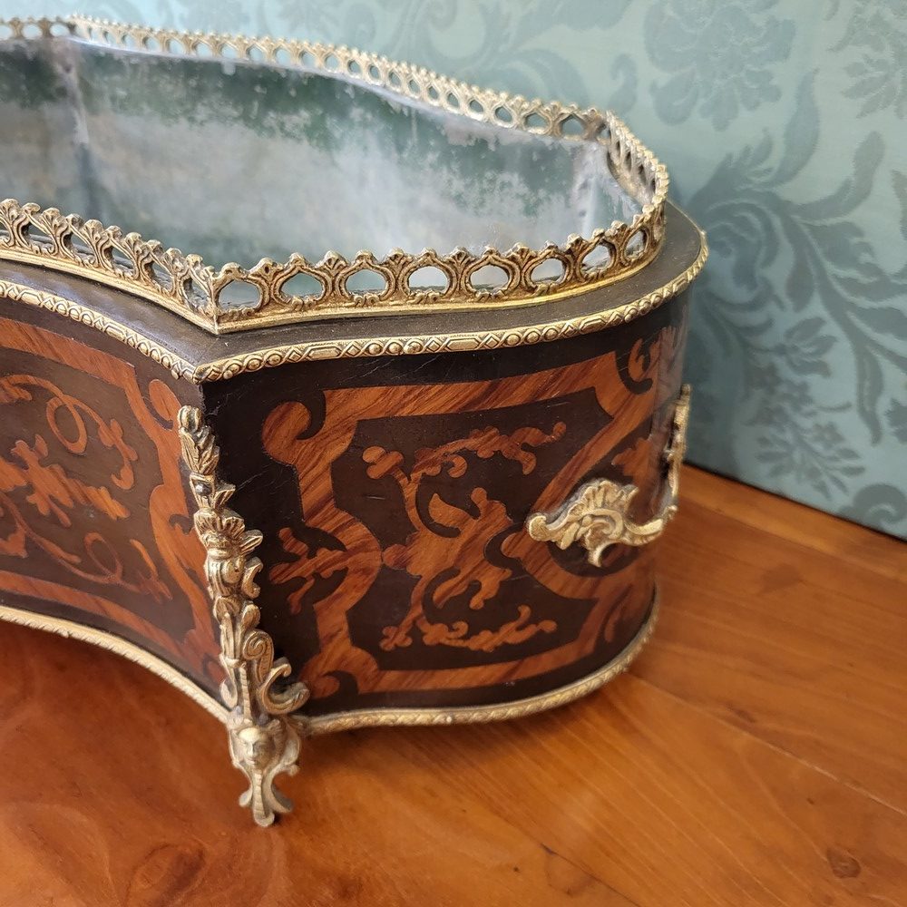 Jardinière ou Centre de Table Napoléon III Marqueterie et Bronze