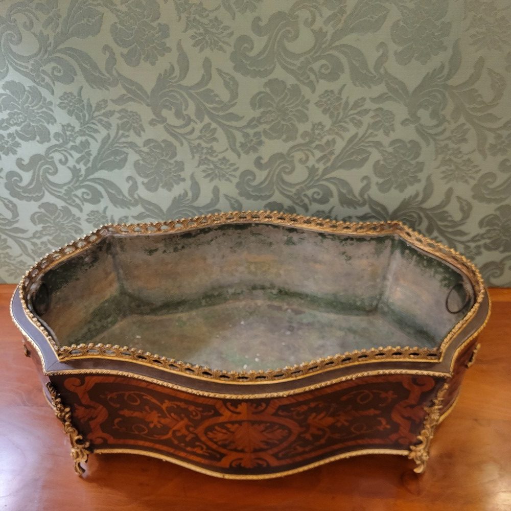 Jardinière ou Centre de Table Napoléon III Marqueterie et Bronze