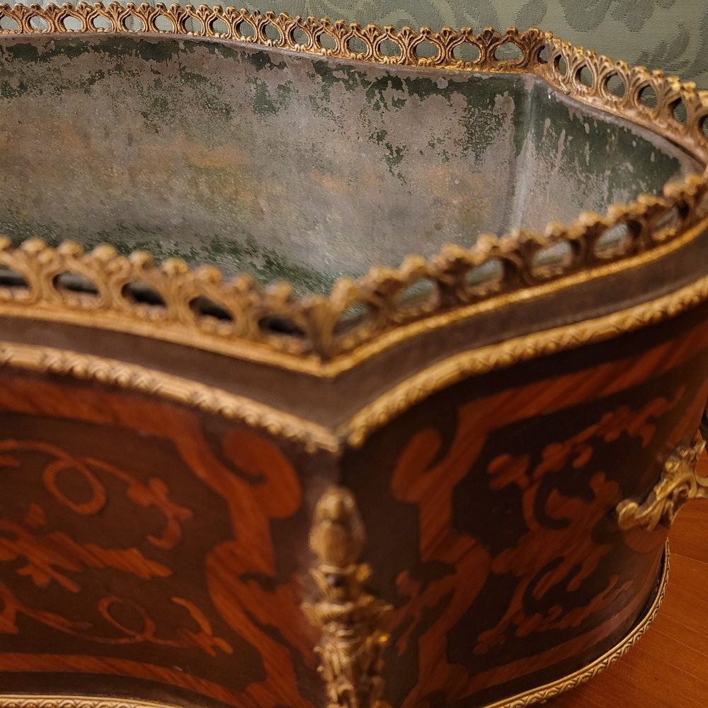 Jardinière ou Centre de Table Napoléon III Marqueterie et Bronze