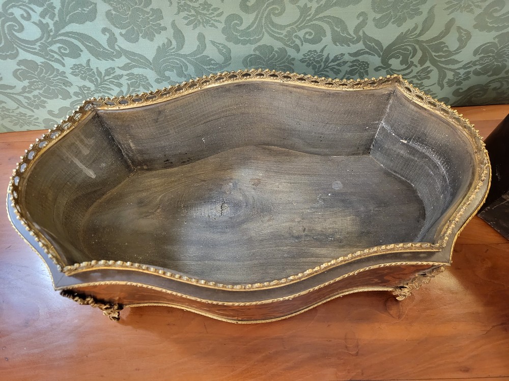 Jardinière ou Centre de Table Napoléon III Marqueterie et Bronze