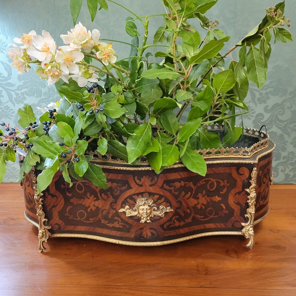 Jardinière ou Centre de Table Napoléon III Marqueterie et Bronze