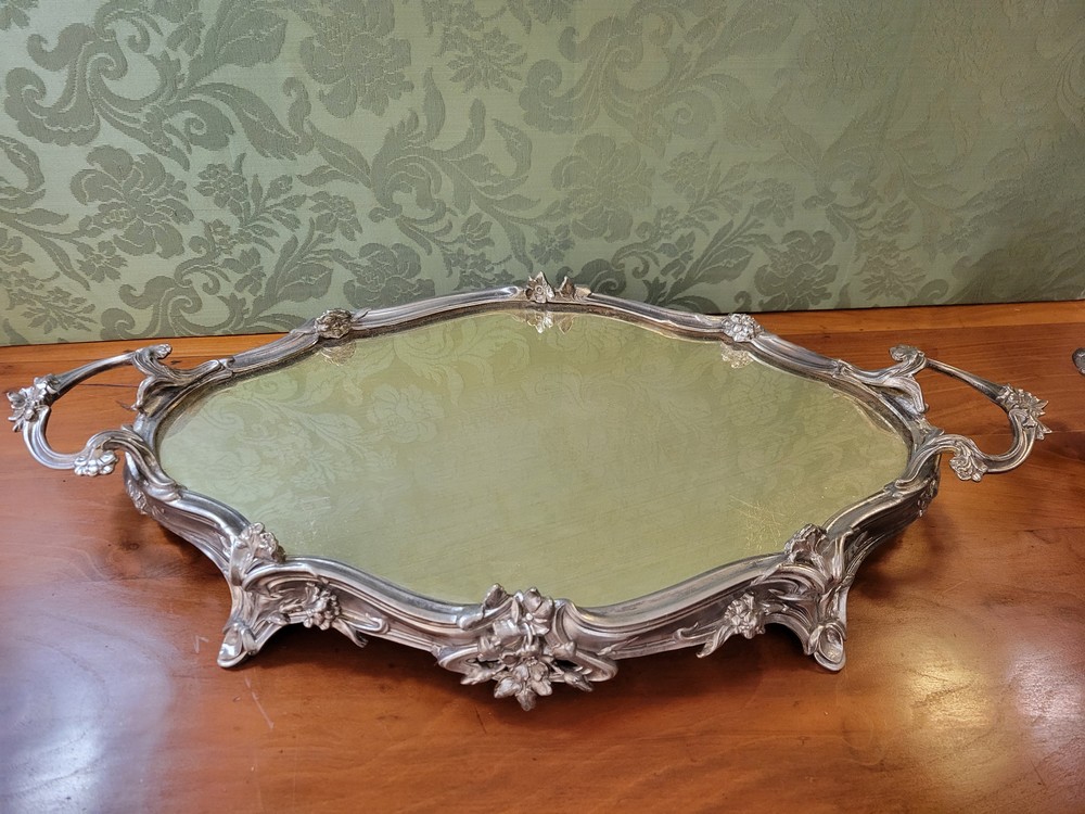 Jardinière ou Centre de Table Décor Putti, Plateau Miroir Style Louis XV