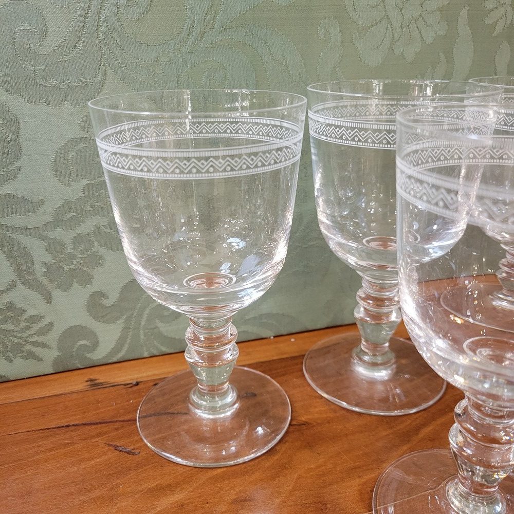 Verres à Pied anciens Cristal Soufflé