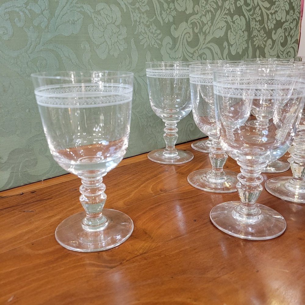 Verres à Pied anciens Cristal Soufflé