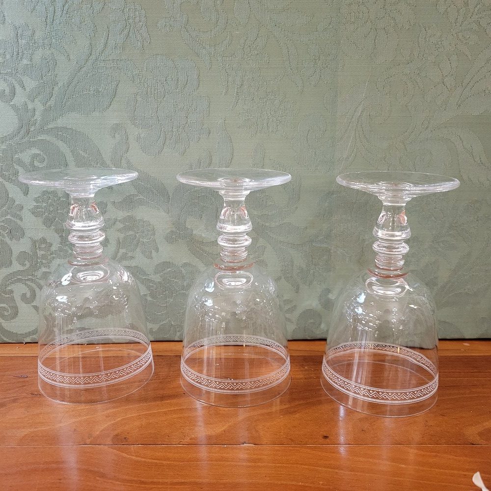 Verres à Pied anciens Cristal Soufflé