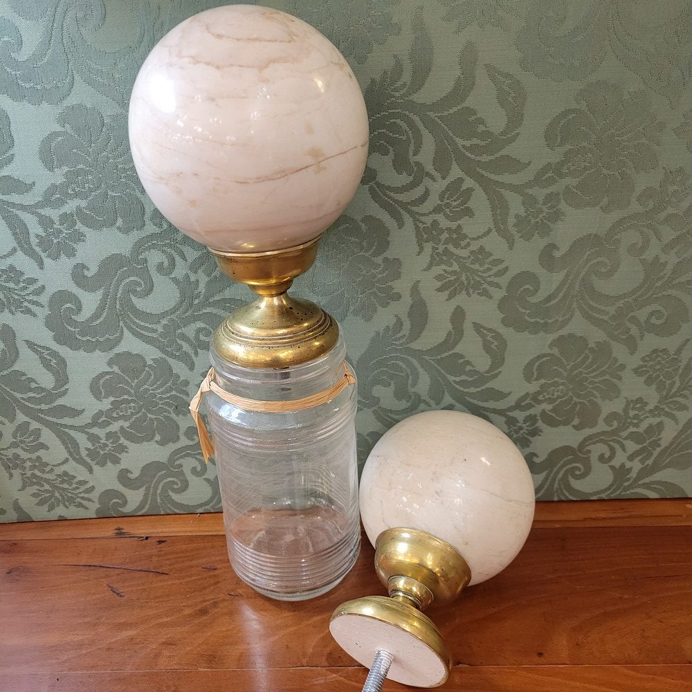 Paire de Boules d'Escalier Calcite Blanche