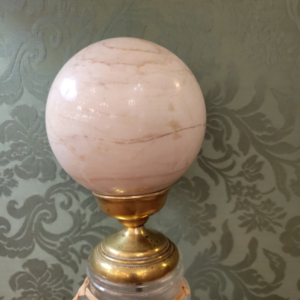 Paire de Boules d'Escalier Calcite Blanche