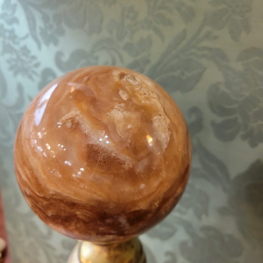 Paire de Boules d'Escalier Calcite Brune