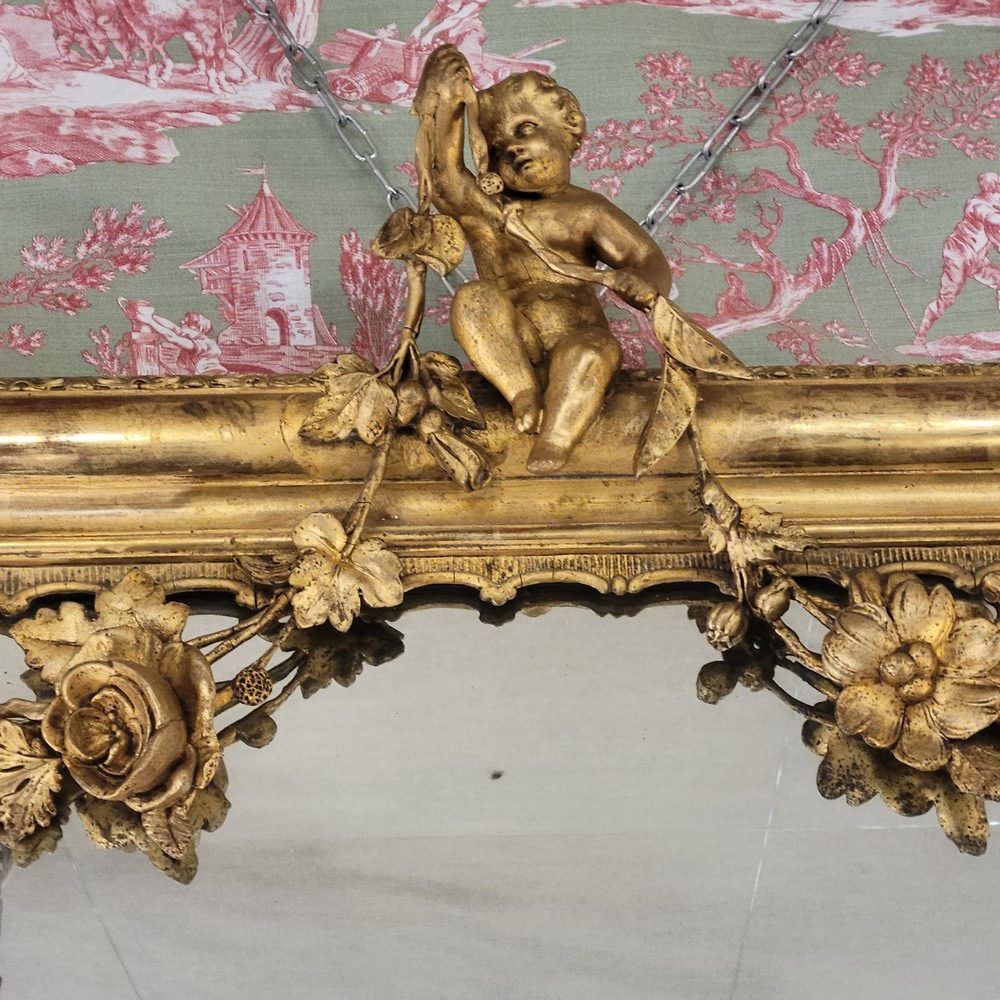 Miroir Napoléon III Guirlandes, Fleurs et Putti