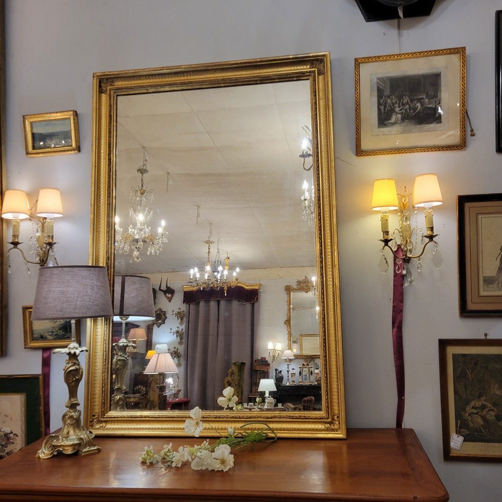 Miroir Restauration Bois doré, Glace au Mercure