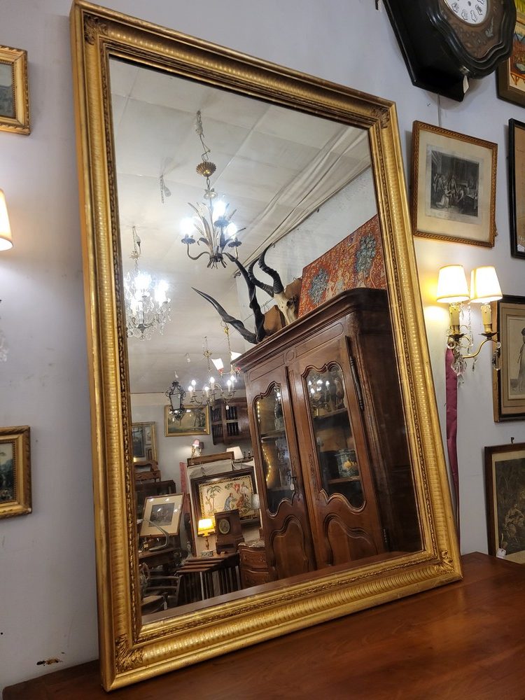 Miroir Restauration Bois doré, Glace au Mercure