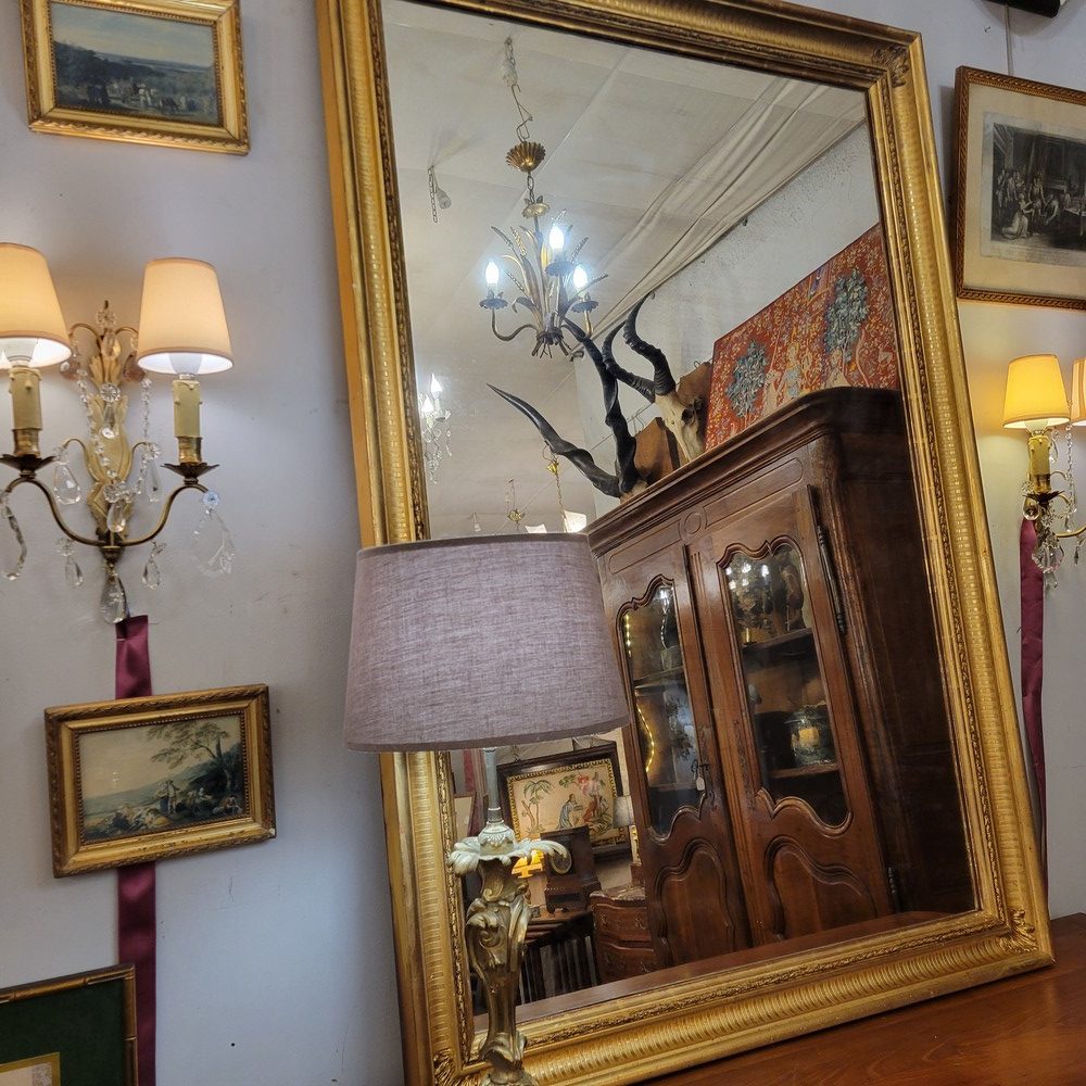 Miroir Restauration Bois doré, Glace au Mercure