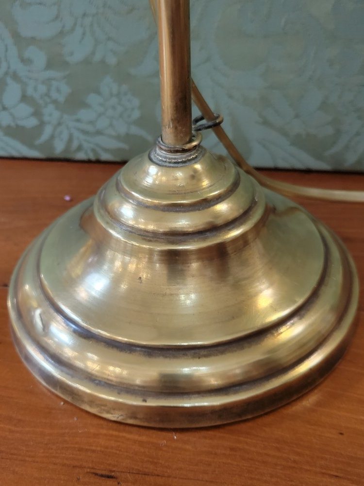 Lampe de Bureau Articulée Laiton et Tulipe en Verre