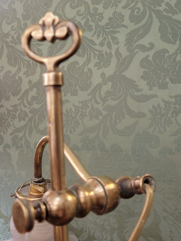 Lampe de Bureau Articulée Laiton et Tulipe en Verre