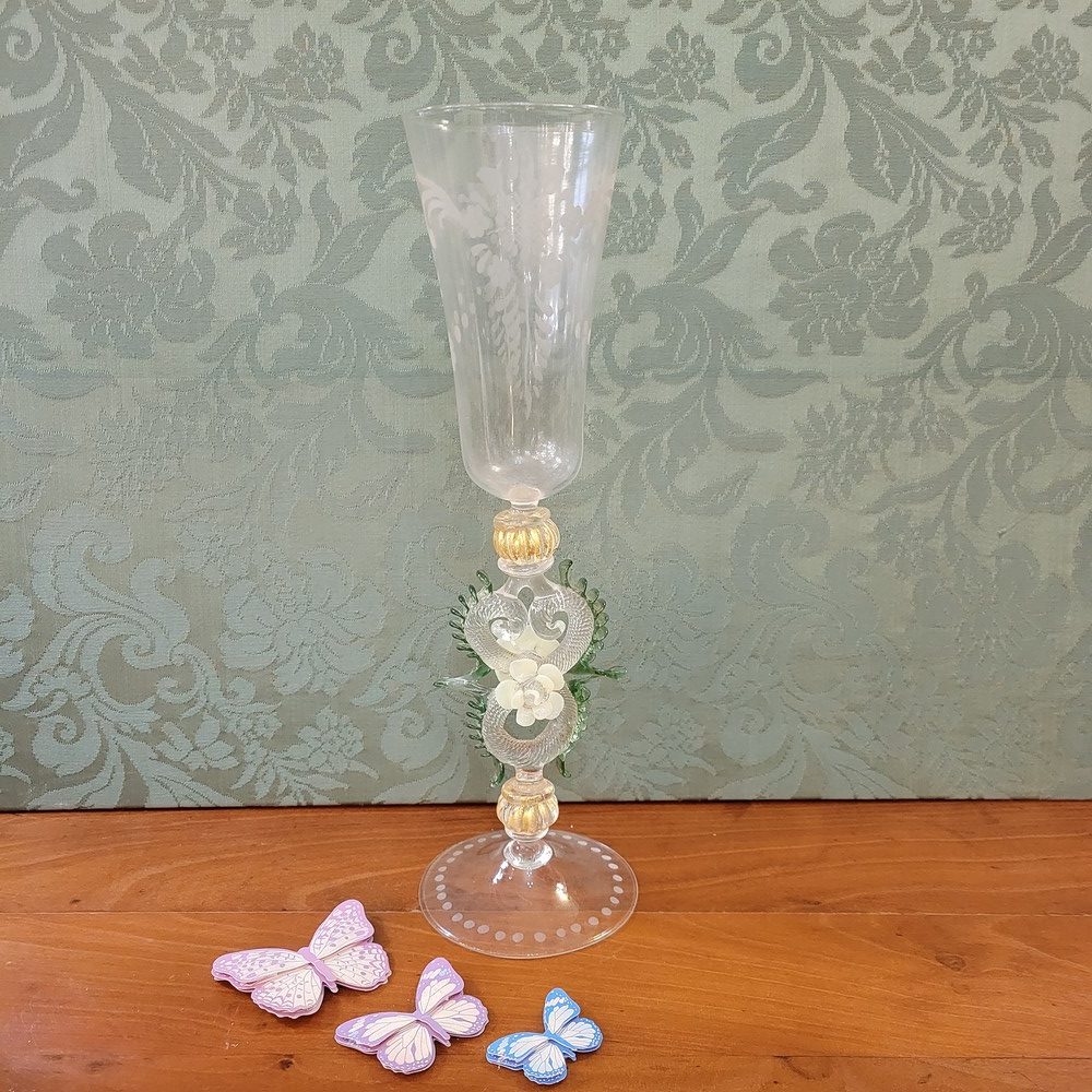 Verre ou Flûte Murano bleu ciel