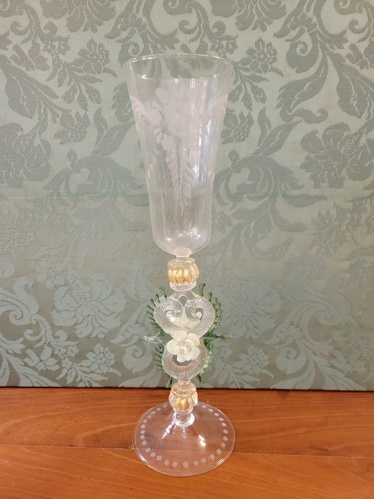 Verre ou Flûte Murano bleu ciel