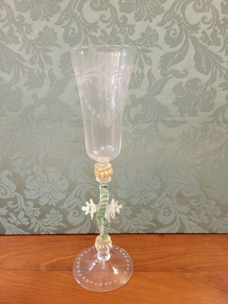 Verre ou Flûte Murano bleu ciel