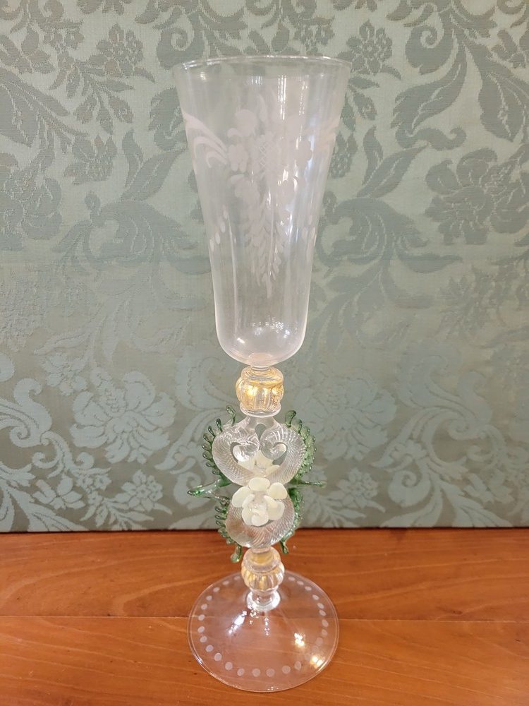 Verre ou Flûte Murano bleu ciel