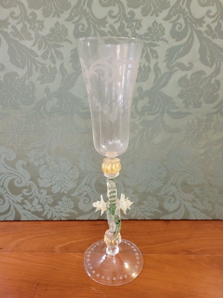 Verre ou Flûte Murano bleu ciel