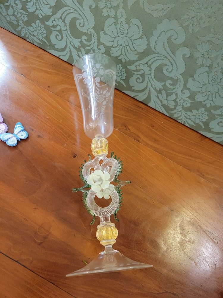 Verre ou Flûte Murano bleu ciel