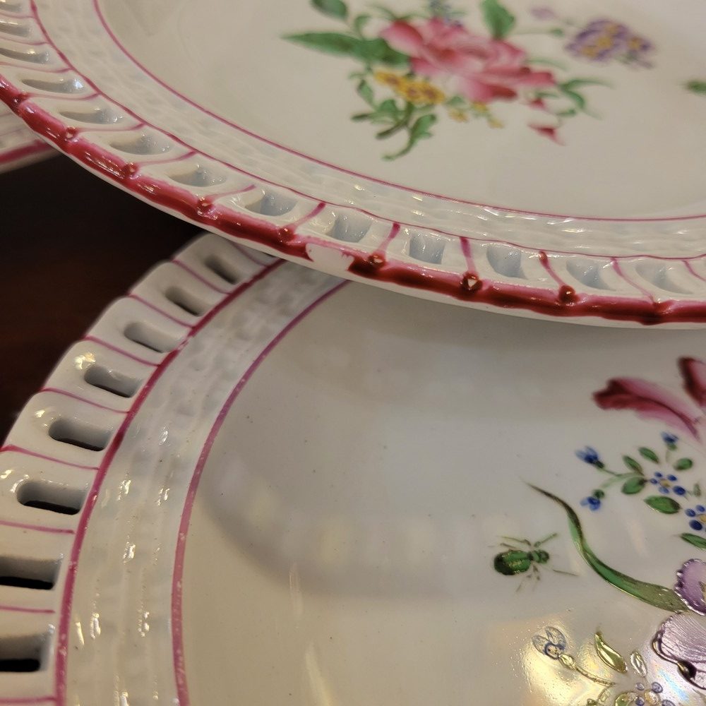 Service à Dessert,15 Pièces Faïence de Lunéville, Modèle Réverbère