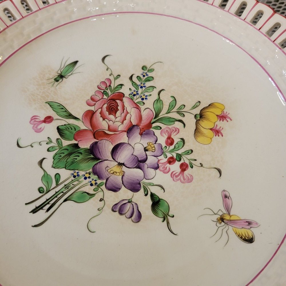 Service à Dessert,15 Pièces Faïence de Lunéville, Modèle Réverbère