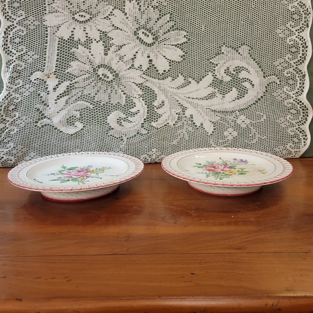 Service à Dessert,15 Pièces Faïence de Lunéville, Modèle Réverbère