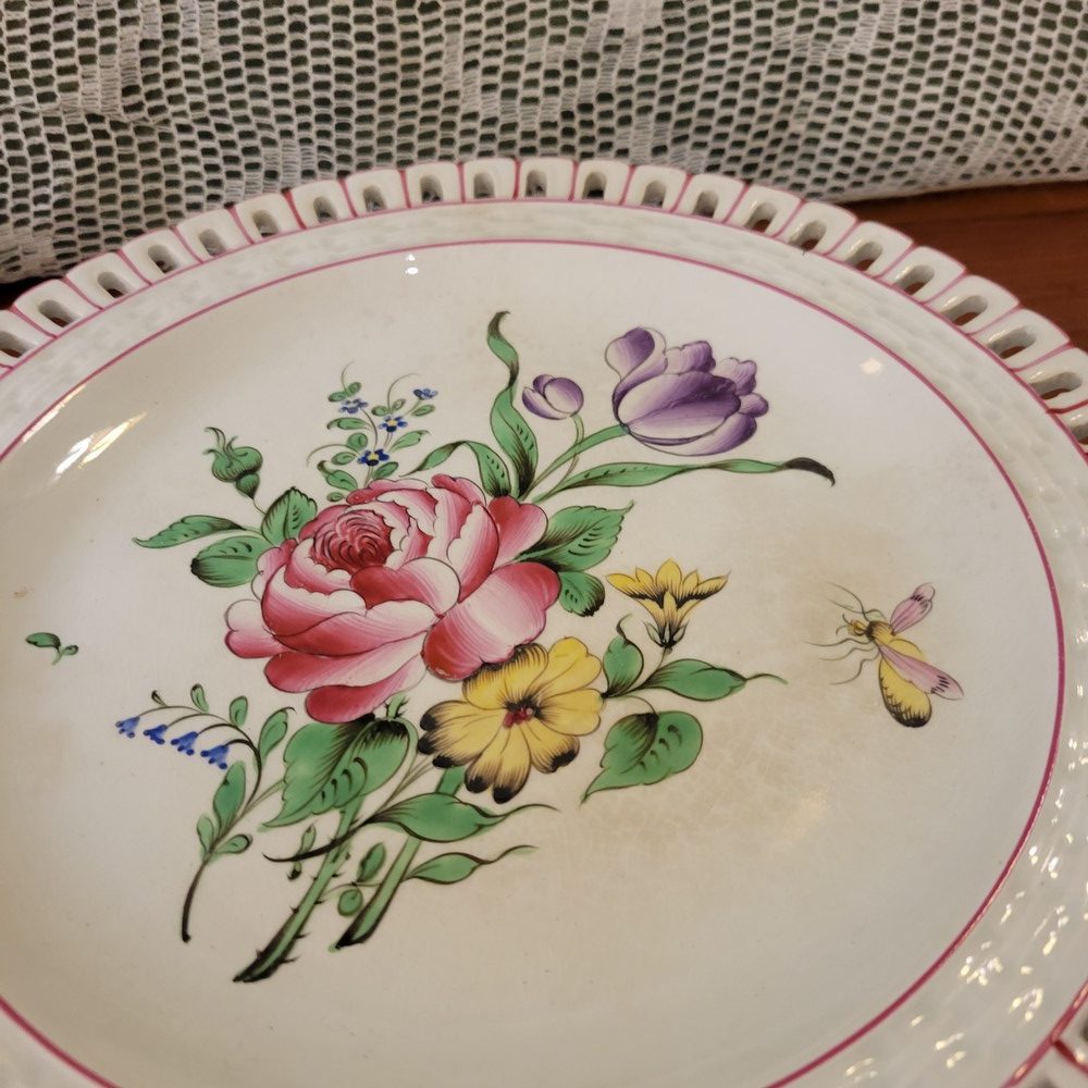 Service à Dessert,15 Pièces Faïence de Lunéville, Modèle Réverbère