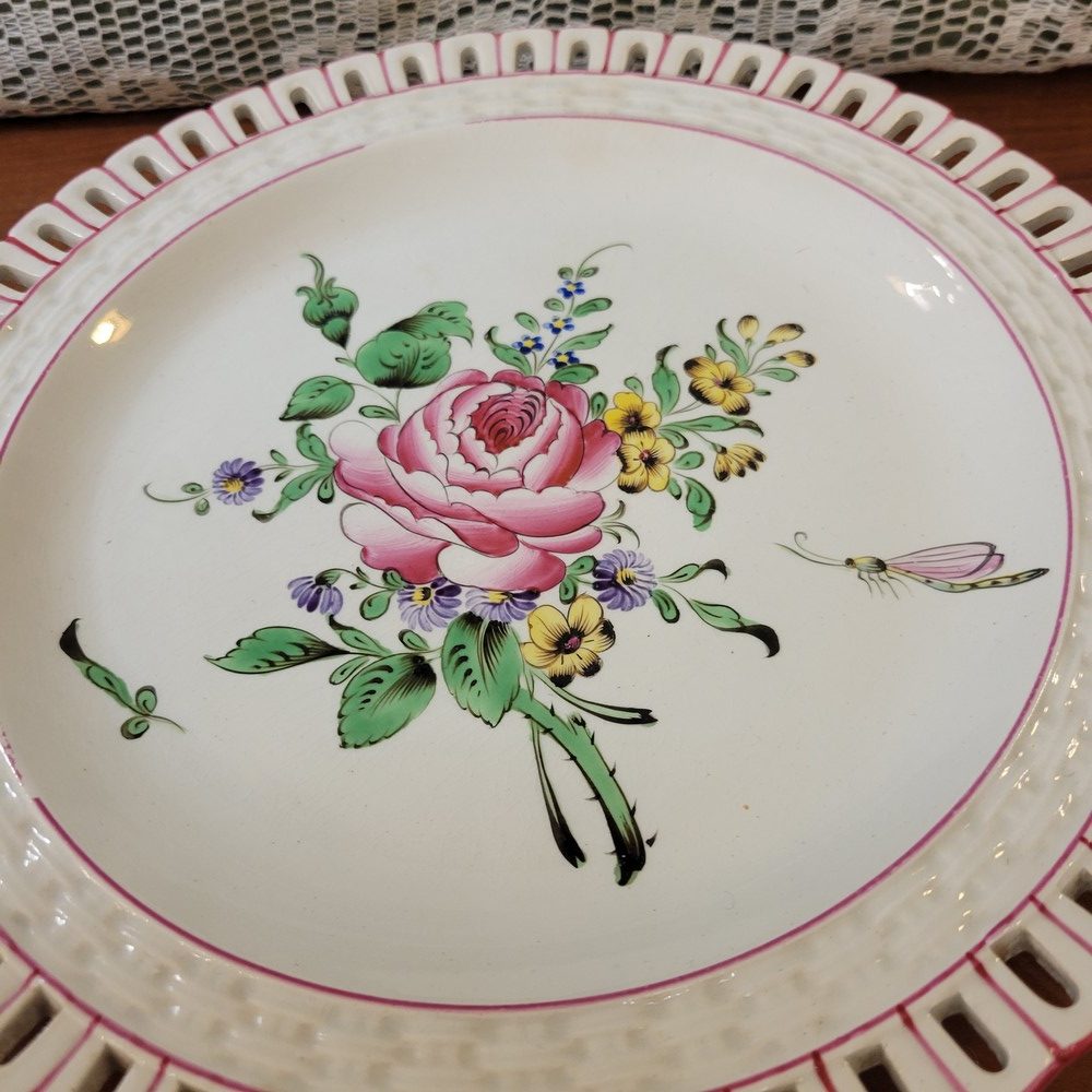 Service à Dessert,15 Pièces Faïence de Lunéville, Modèle Réverbère